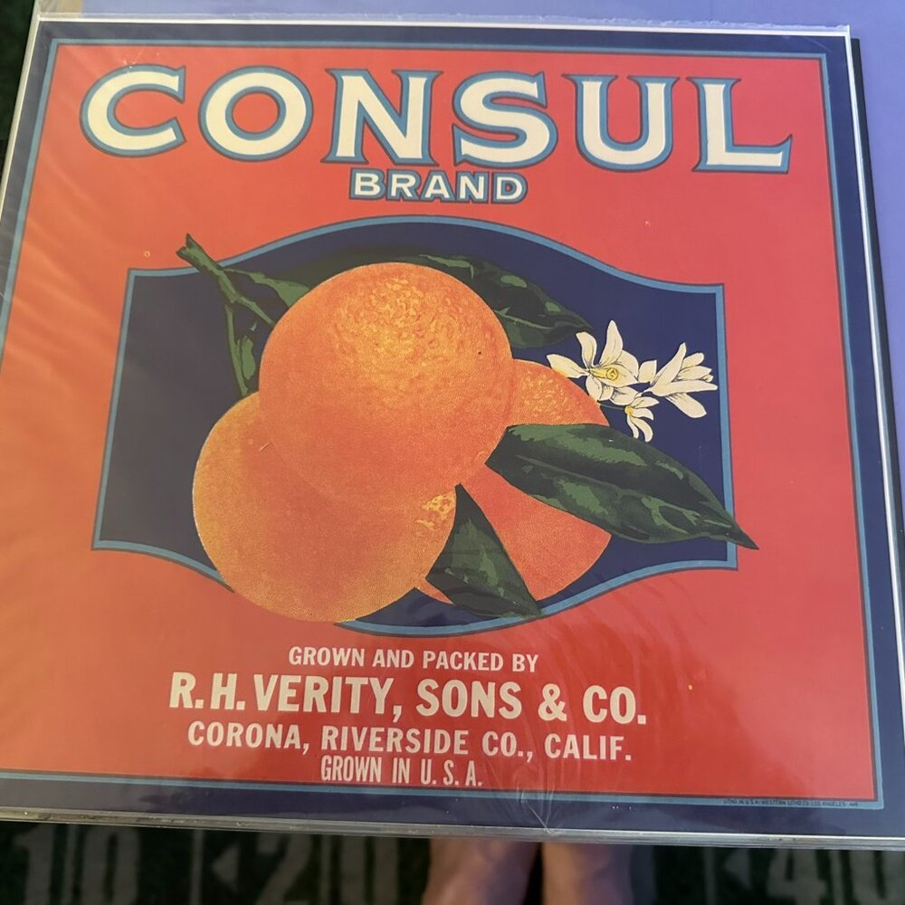 Authentic Citrus Farm Crate Label Consul